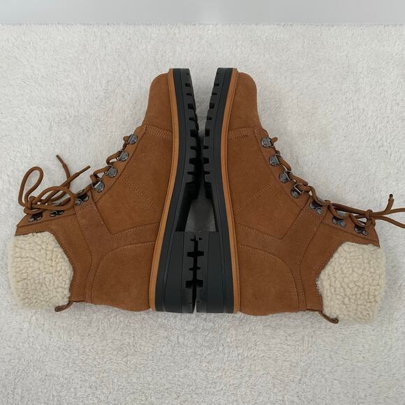Marc Fisher Womens 10M Isabel Boots Brown Leather Suede Lace Up Faux Fur Winter - Picture 7 of 13